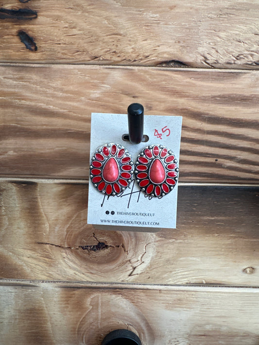 Big Red Stone Studs