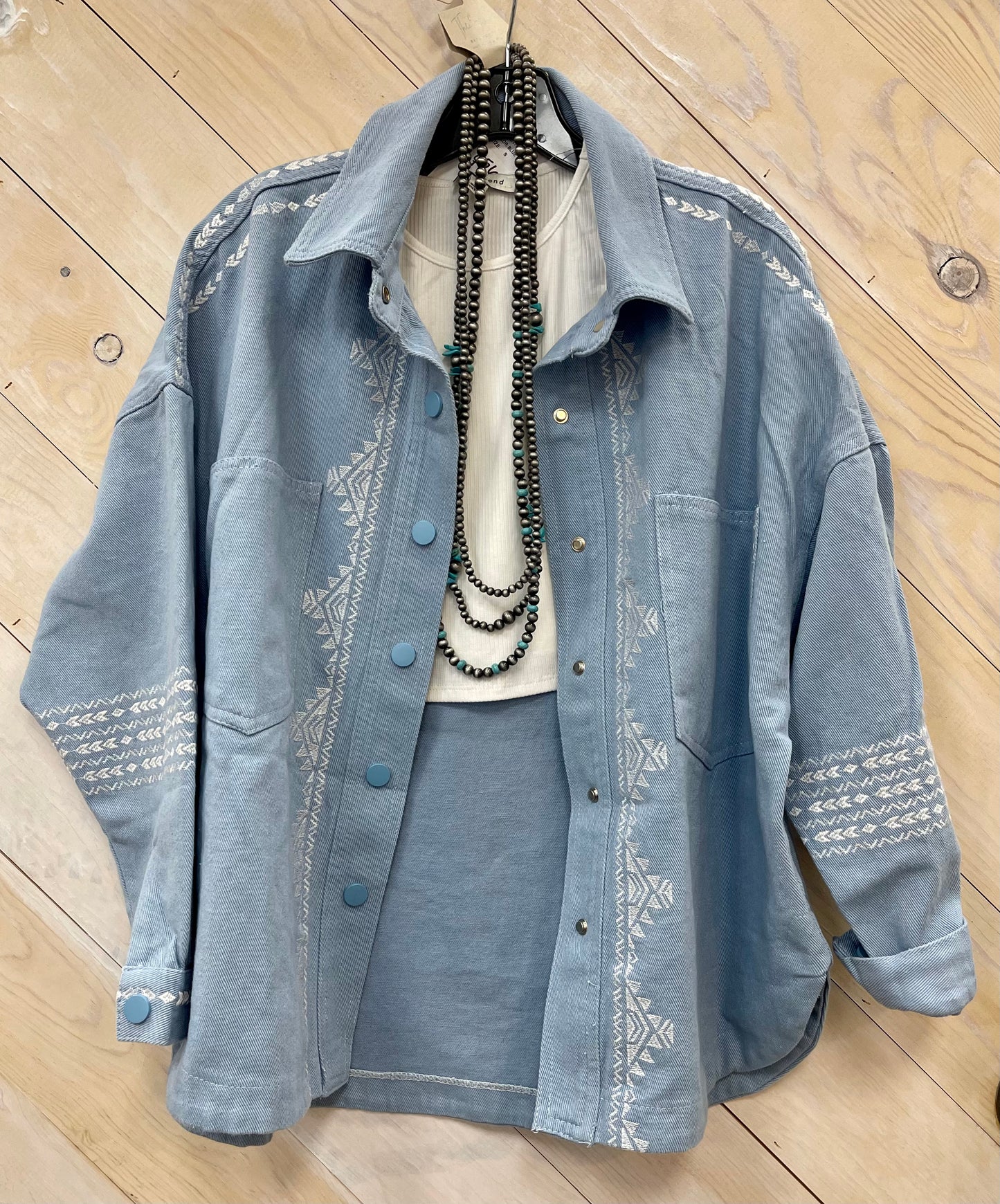 The West is Wild Embroidered Denim Shirt