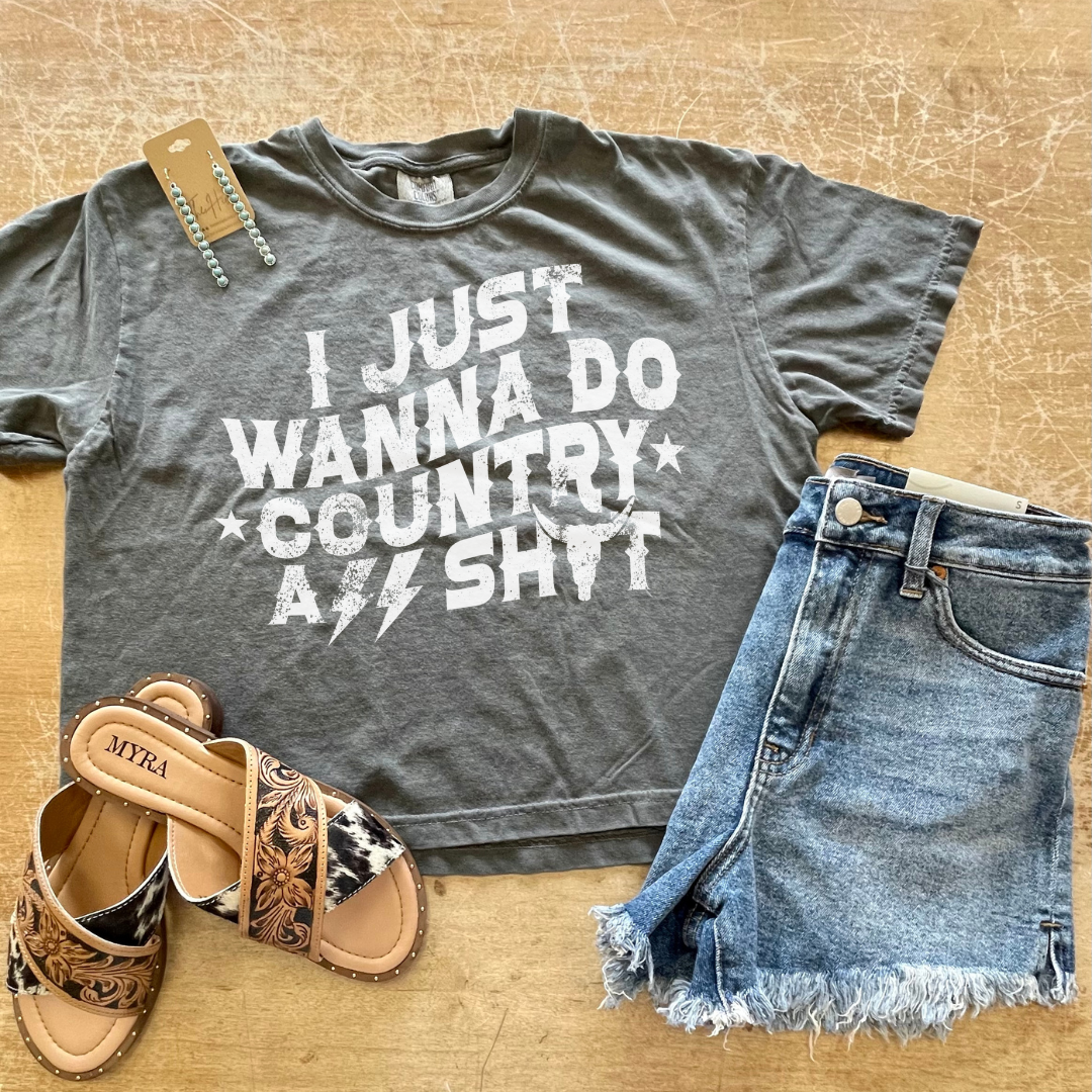 Country Ass Shit Boxy Crop Graphic Tee