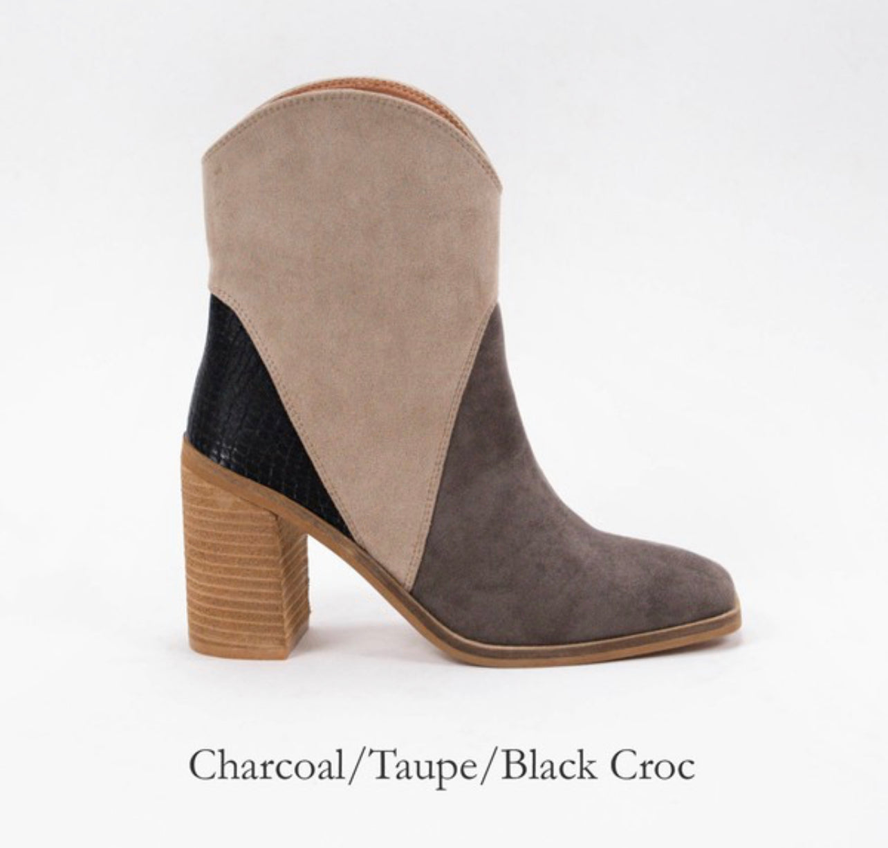 The Kendall Bootie- Charcoal/Taupe/Black- Size 6